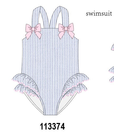 Blue Stripe One-Piece Swimsuit