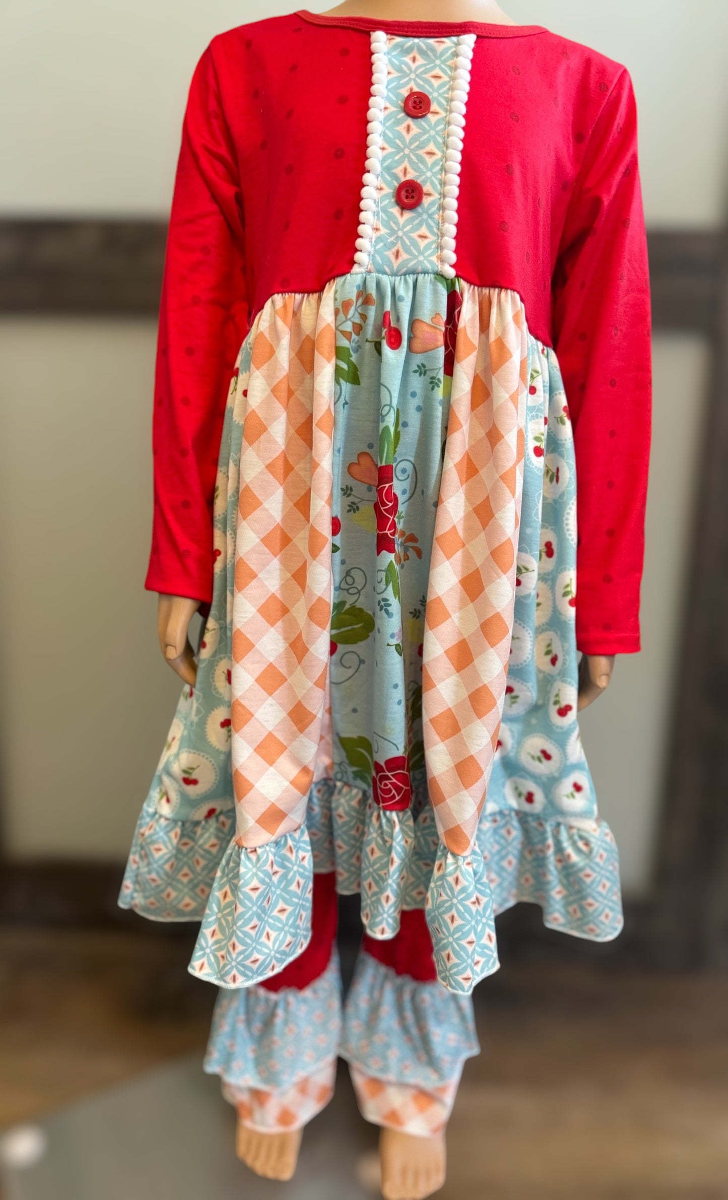 Red Cherries Dress and Matching Red Pants