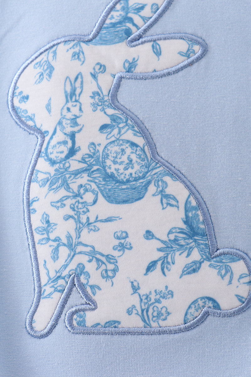 Blue bunny applique ruffle bubble