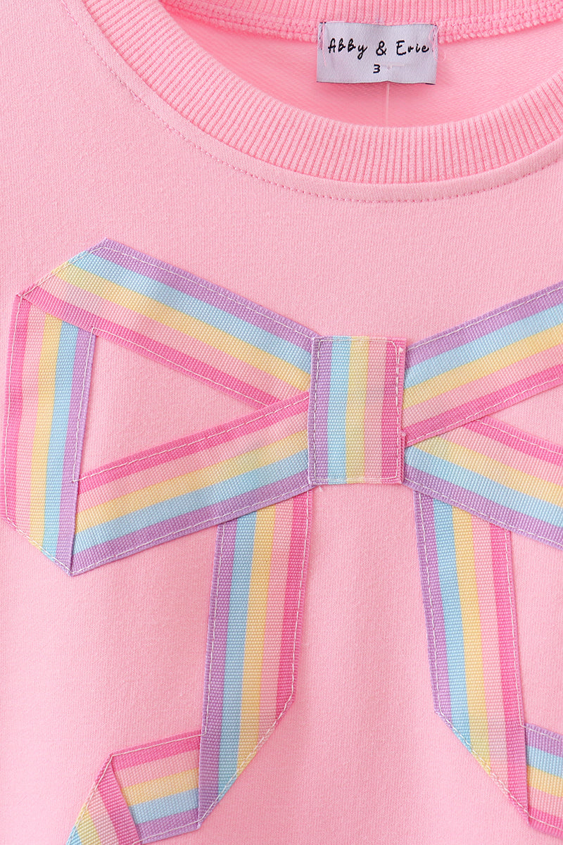 Pink Patriotic hand-sewn bow mom&me sweatshirt