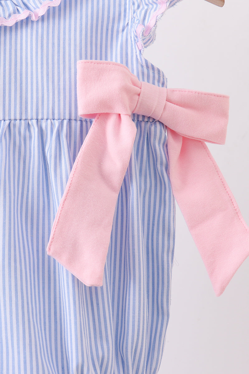 Blue Stripe Bow Ruffle Bubble