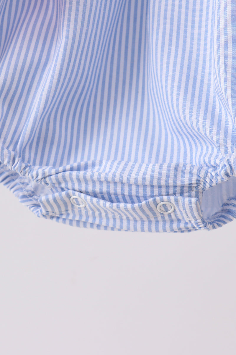 Blue Stripe Bow Ruffle Bubble