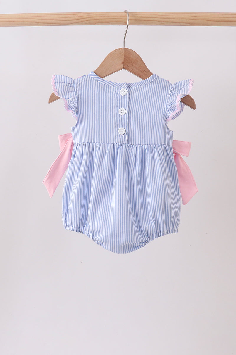 Blue Stripe Bow Ruffle Bubble