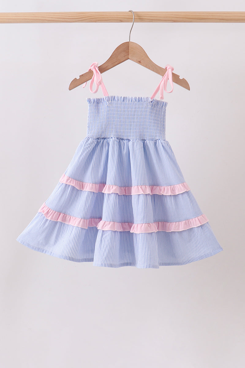 Blue Stripe Smocked Mom Dress