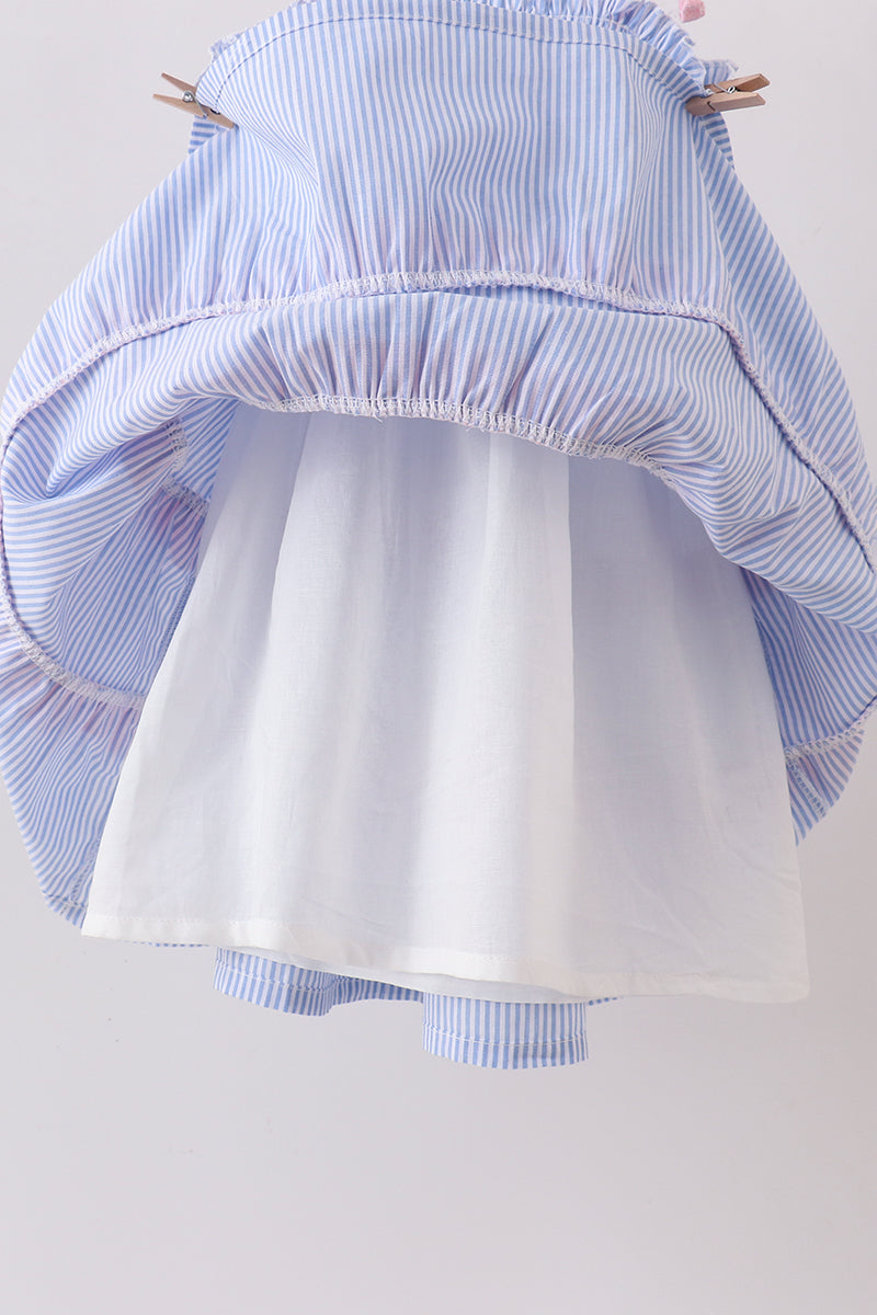Blue Stripe Smocked Mom Dress