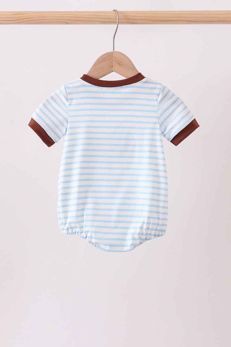 Blue Sports Ball Stripe Applique Knit Bubble
