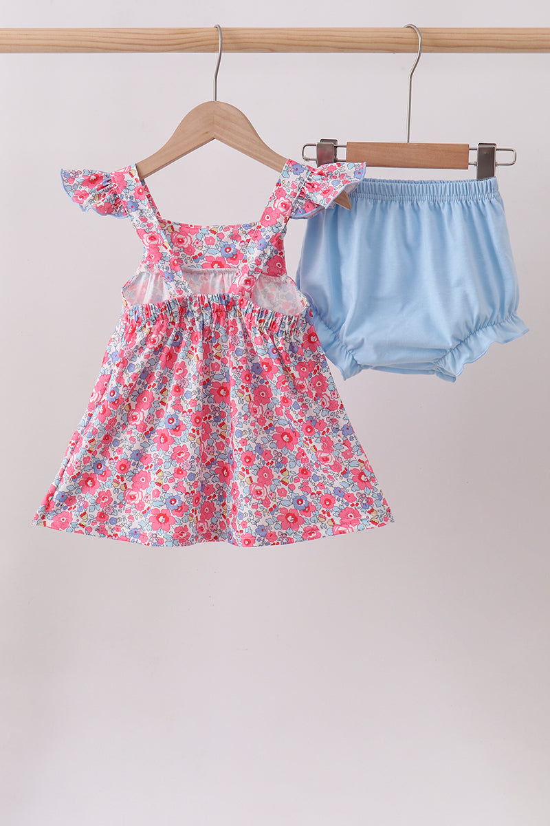 Pink Floral Knit Bloomer Set