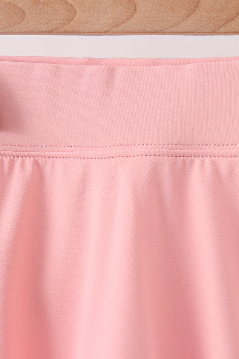 Pink Scalloped Yoga Skorts Set