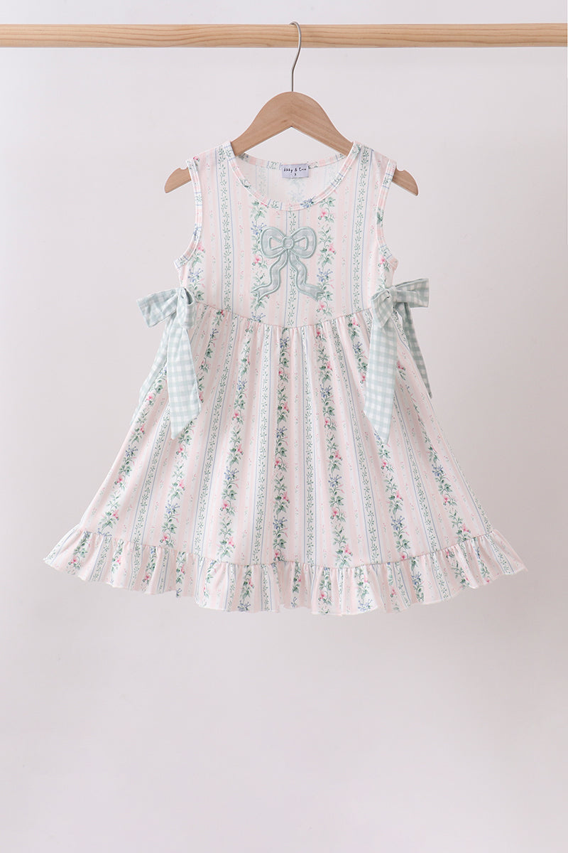 Bow Floral Applique Knit Dress