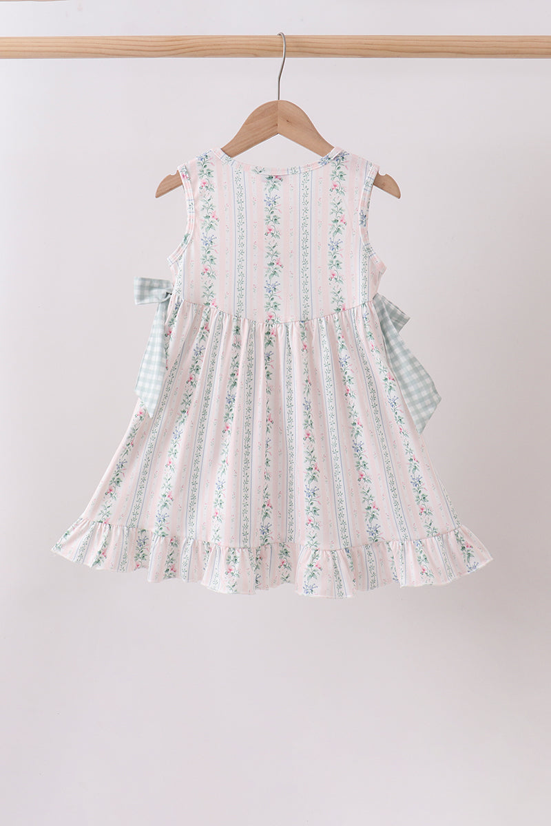 Bow Floral Applique Knit Dress