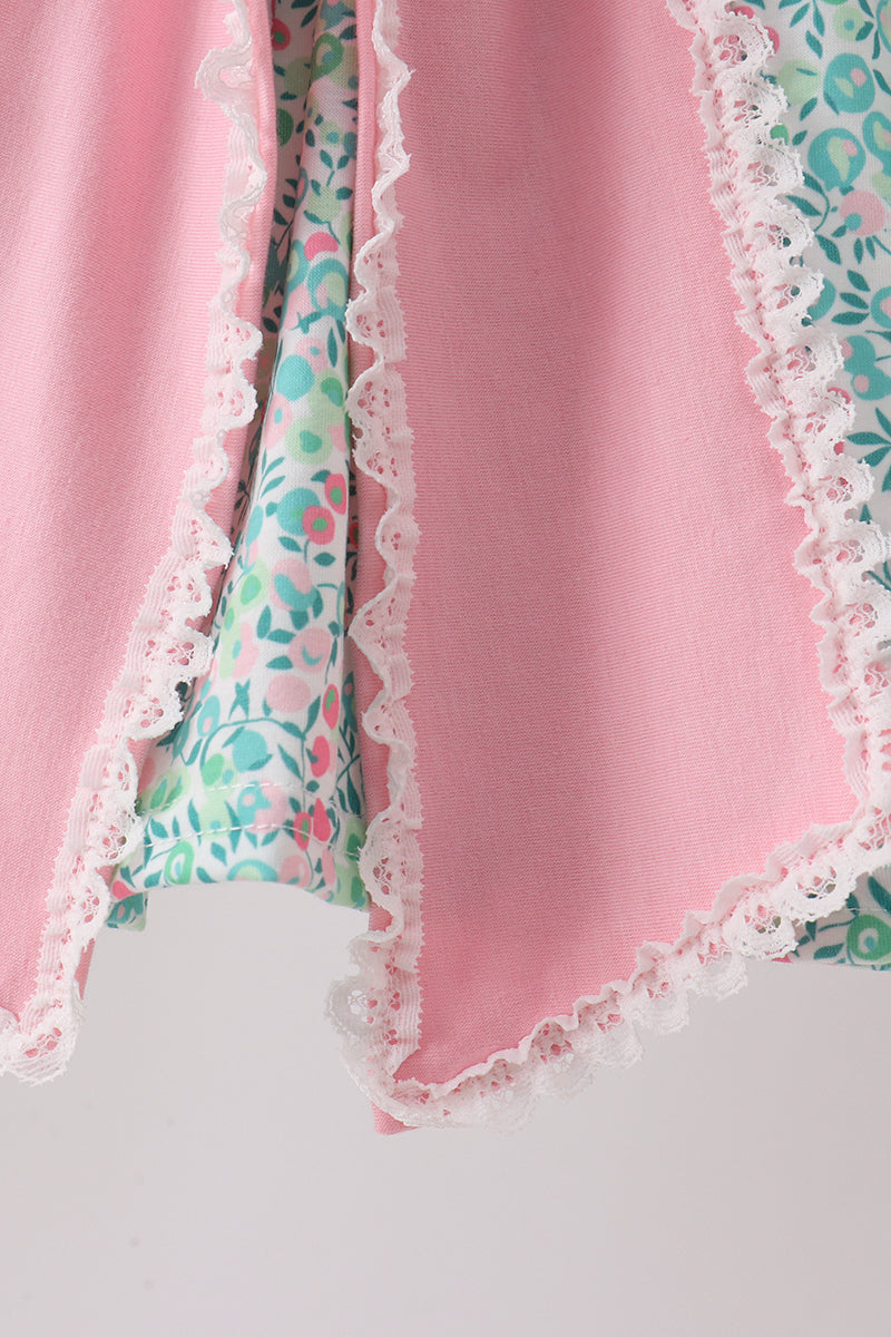 Pink Bow Floral Knit Bloomer Set