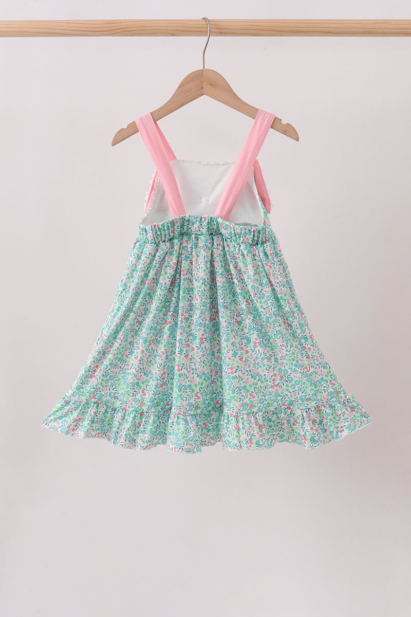 Pink Bow Floral Knit Dress