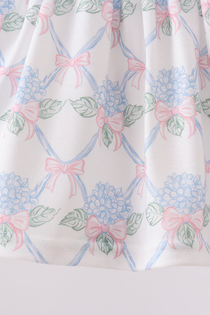 Blue Floral Knit Bloomer Set