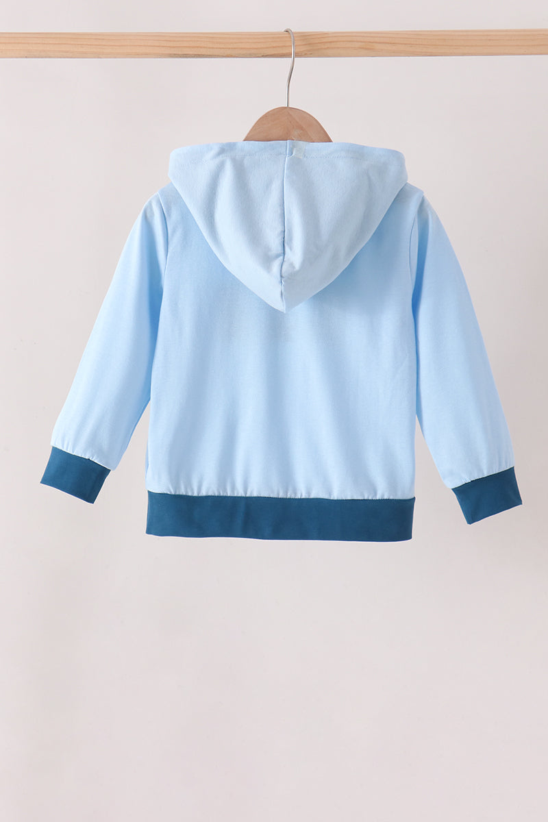 Blue character embroidery hoodie