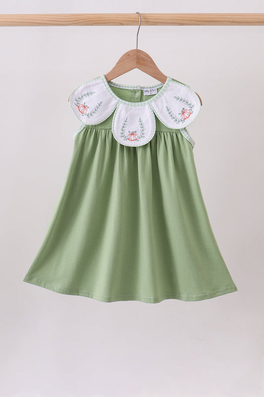 Sage Pumpkin Embroidered Dress