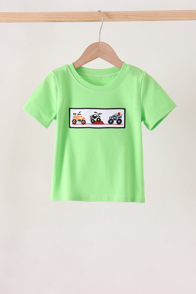 Green car embroidery top
