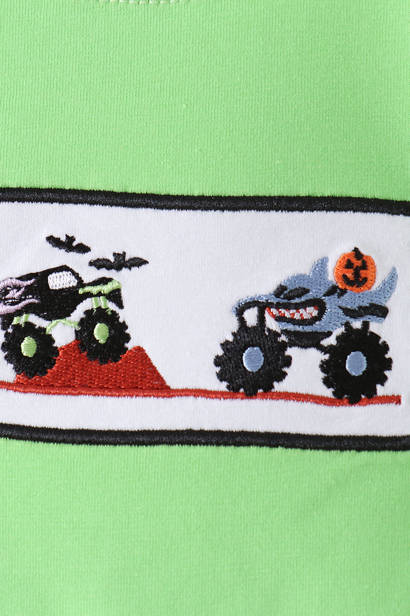 Green car embroidery top