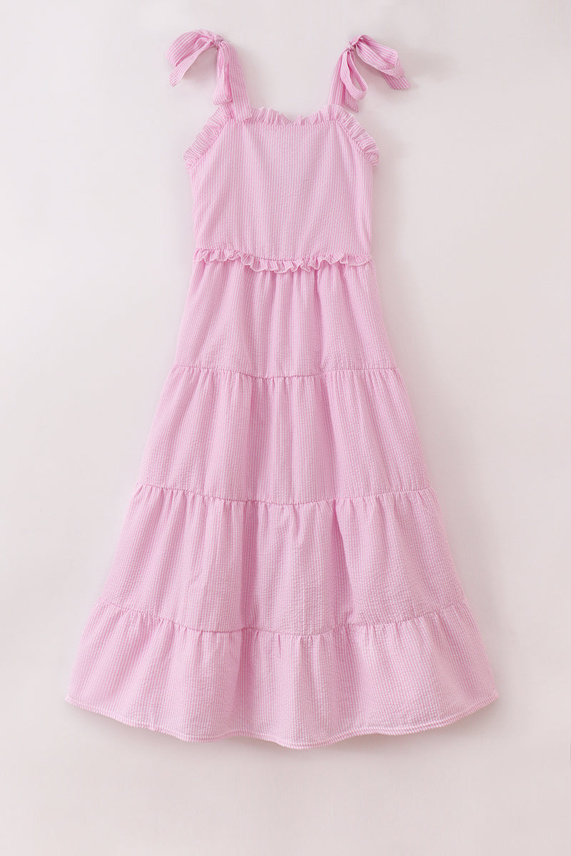 Pink seersucker mom dress