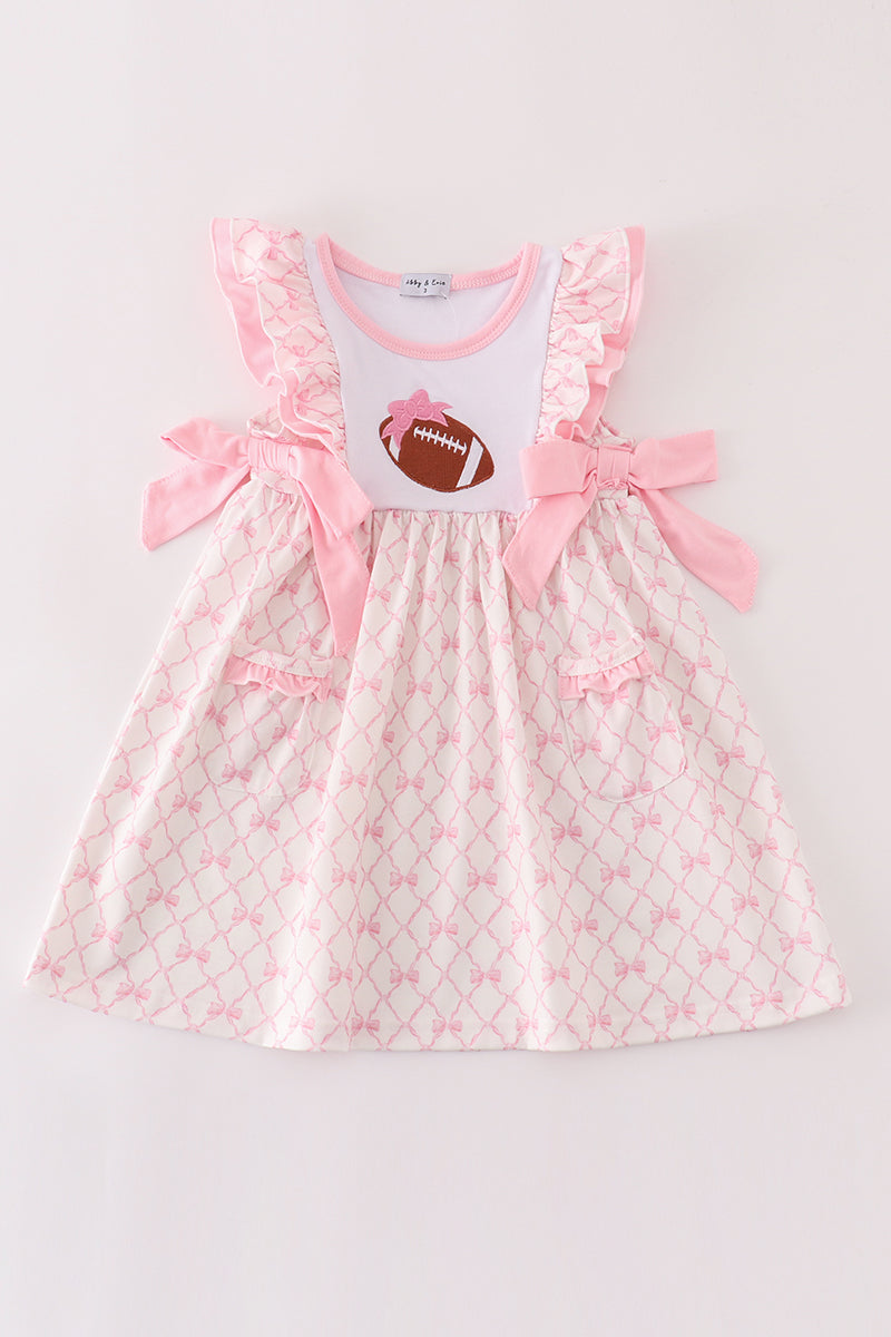 football Pink bow embroidery dress