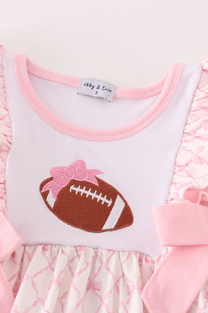 football Pink bow embroidery dress