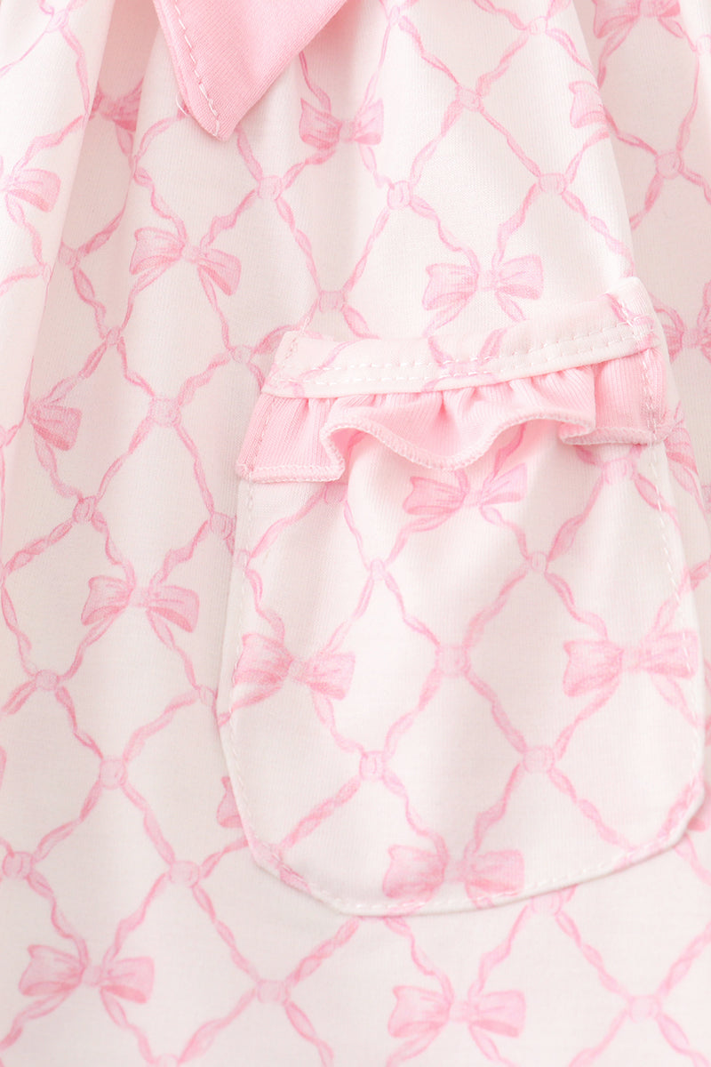 football Pink bow embroidery dress