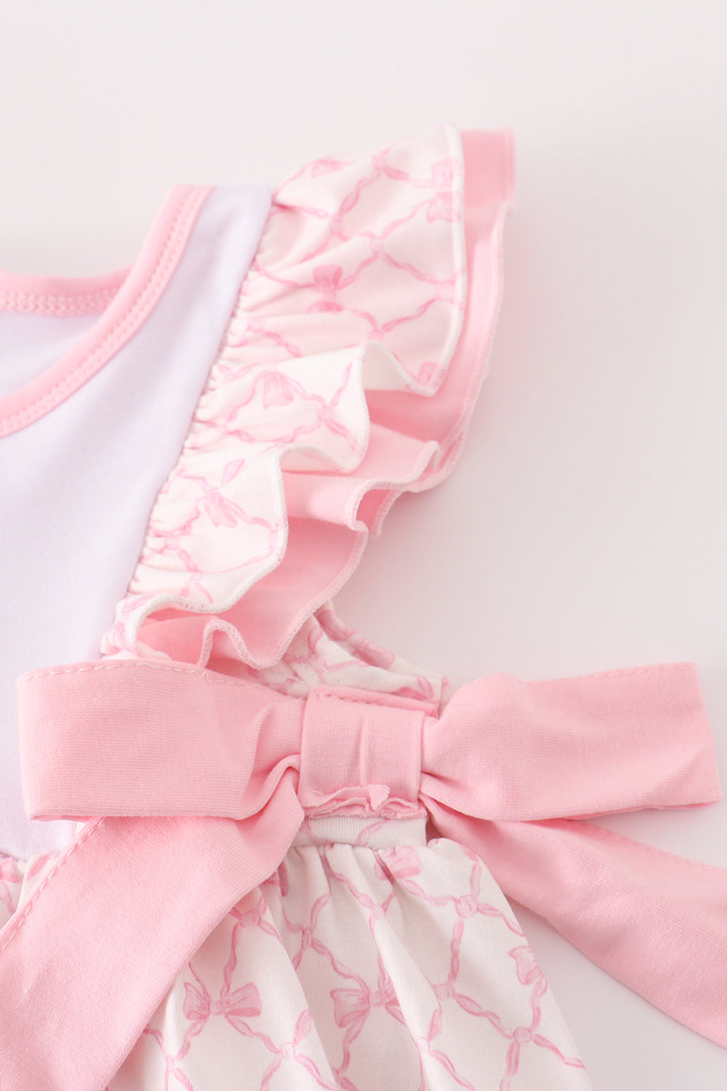 football Pink bow embroidery dress