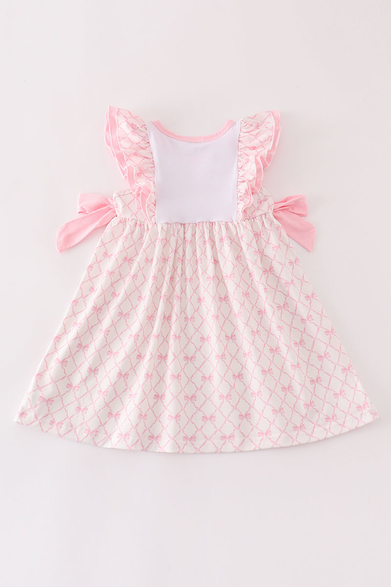 football Pink bow embroidery dress