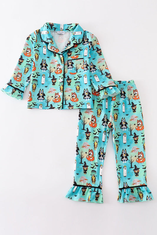 Halloween character print girl pajamas set *B*l*u*e*y*