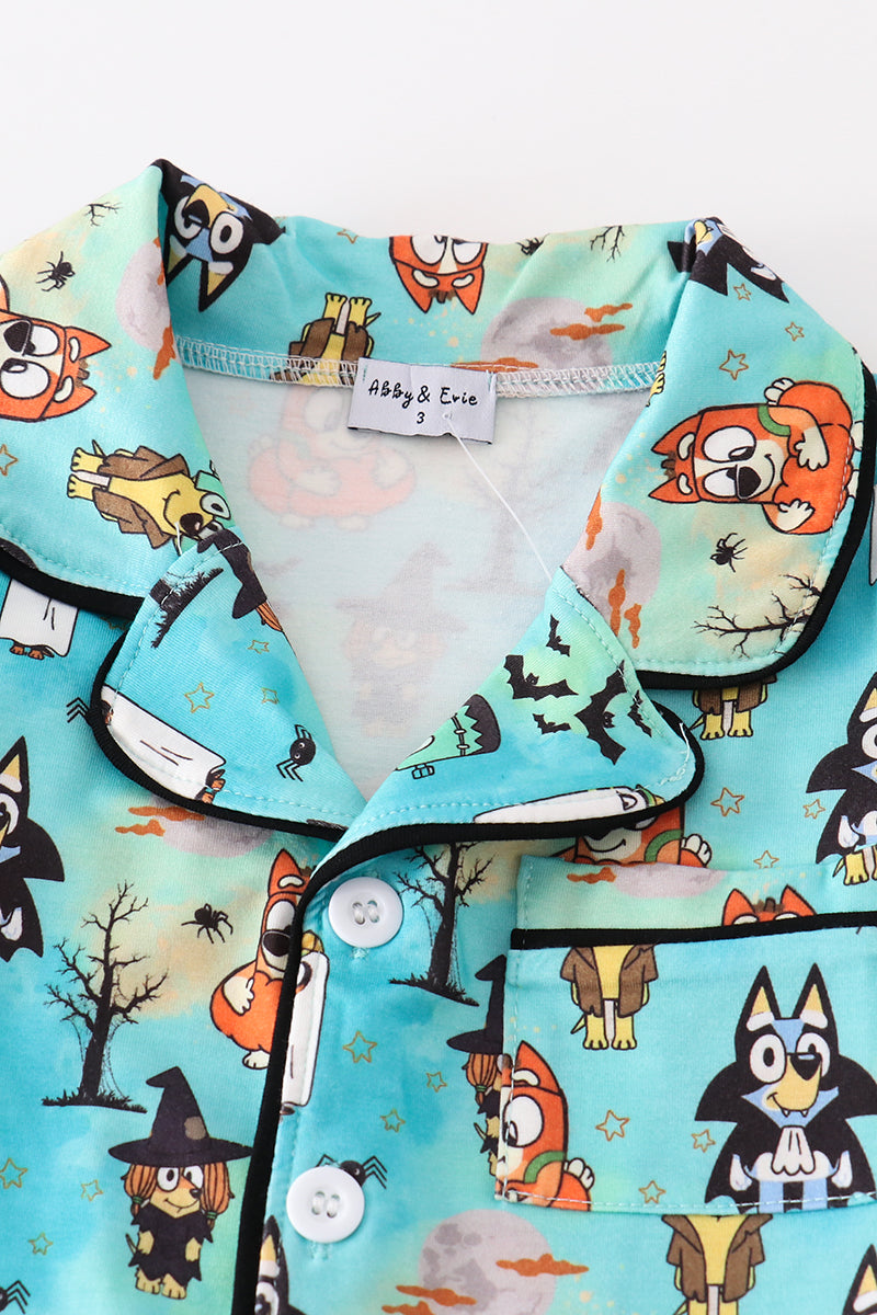 Halloween character print boy pajamas set *B*l*u*e*y*