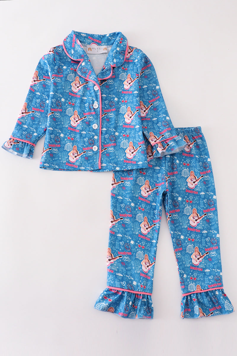 T*a*y*l*o*r**S*w*i*f*t* Blue music fan girl pajamas set