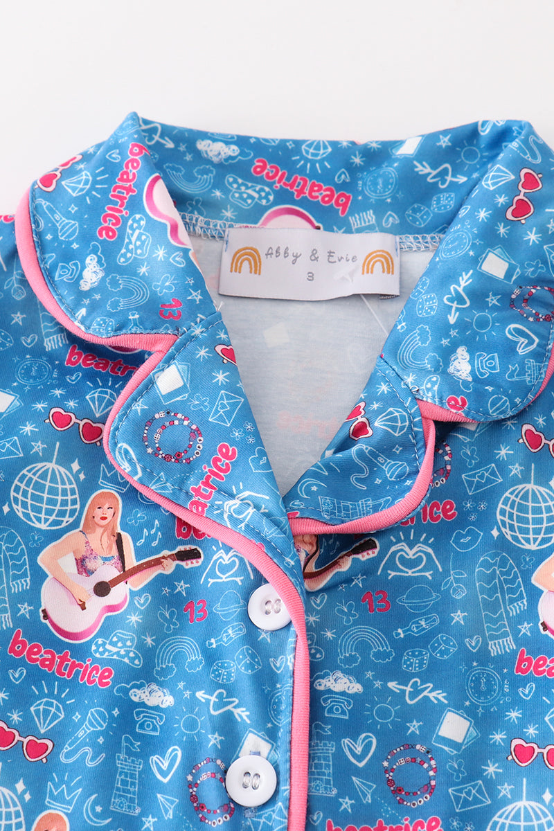 T*a*y*l*o*r**S*w*i*f*t* Blue music fan girl pajamas set