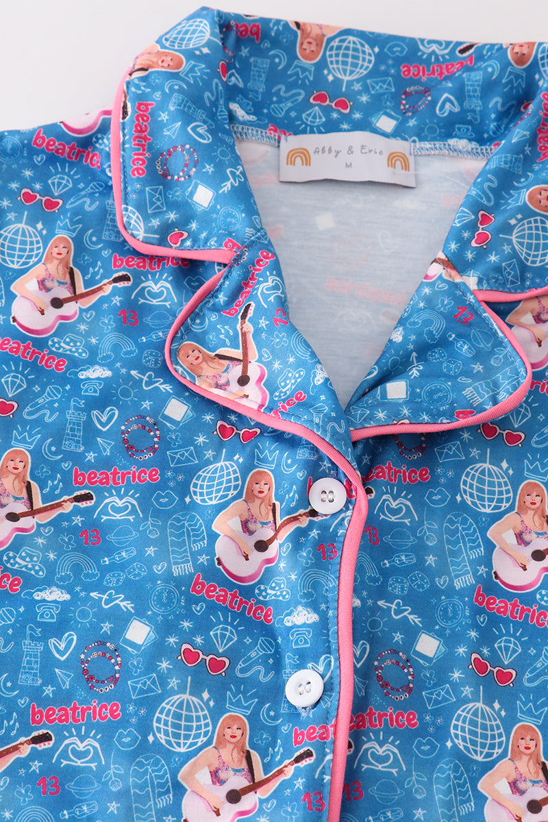 T*a*y*l*o*r**S*w*i*f*t* Blue music fan women pajamas set