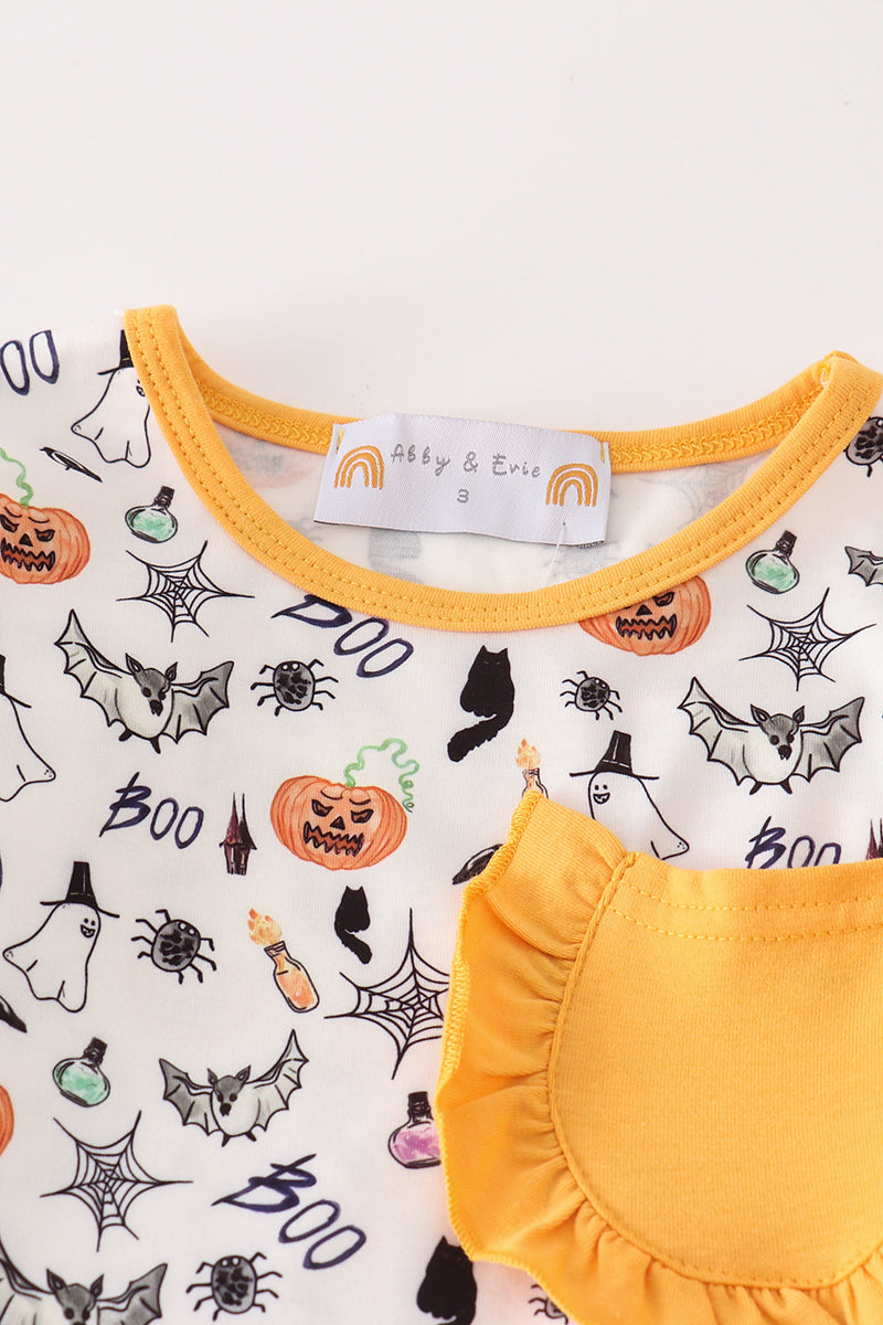 Halloween print girl pajamas set