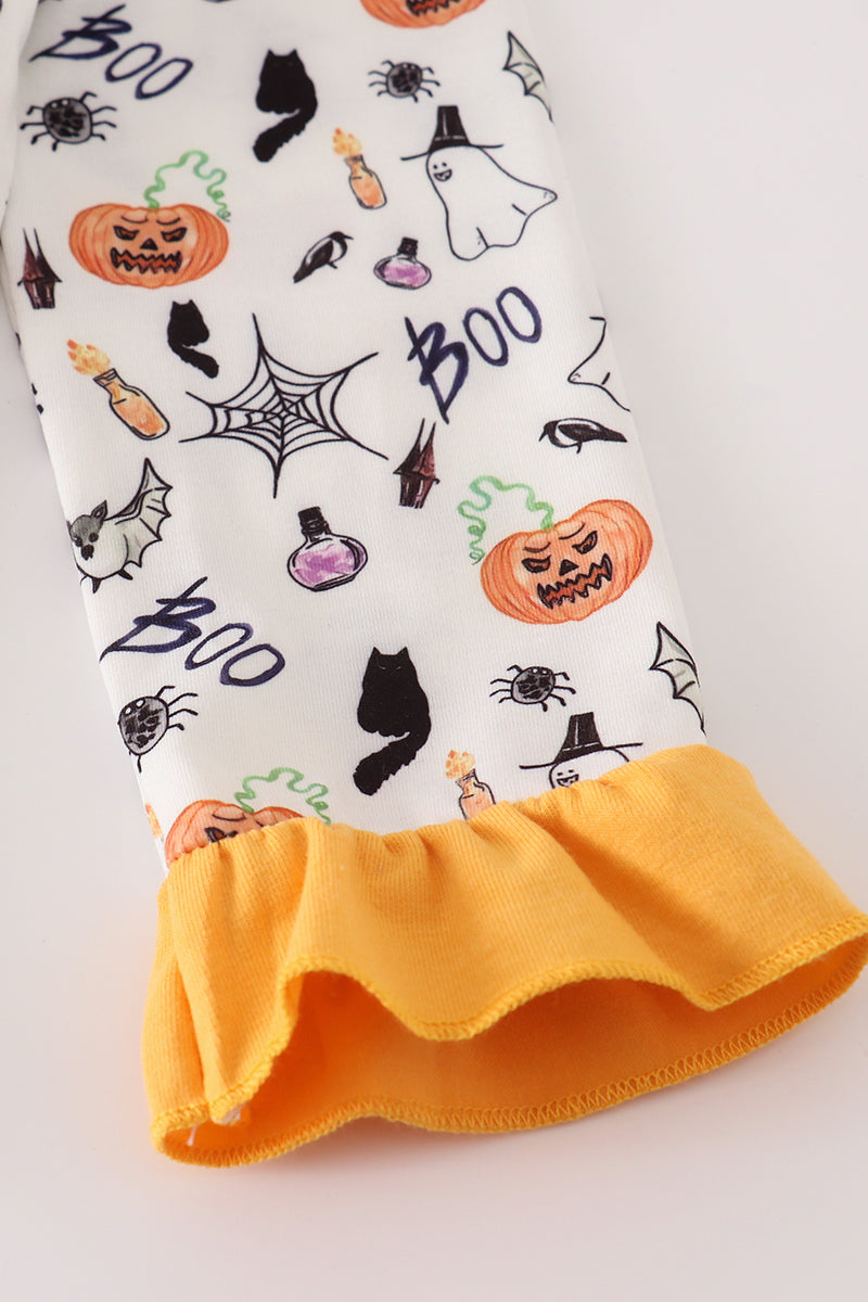 Halloween print girl pajamas set