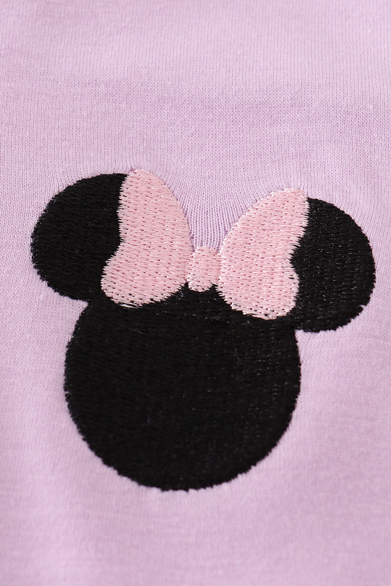 M*i*n*n*i*e* Purple character embroidery zip girl pullover