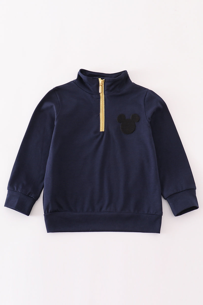 Navy character embroidery zip boy pullover *M*i*c*k*e*y*