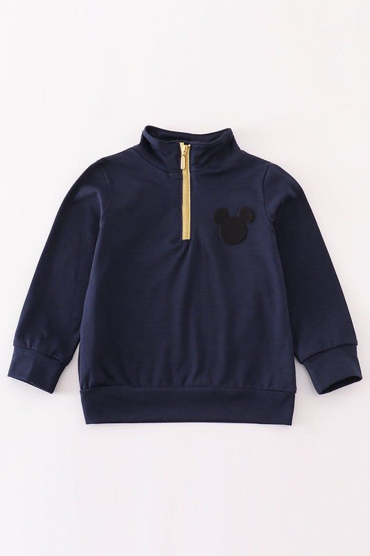 Navy character embroidery zip boy pullover *M*i*c*k*e*y*