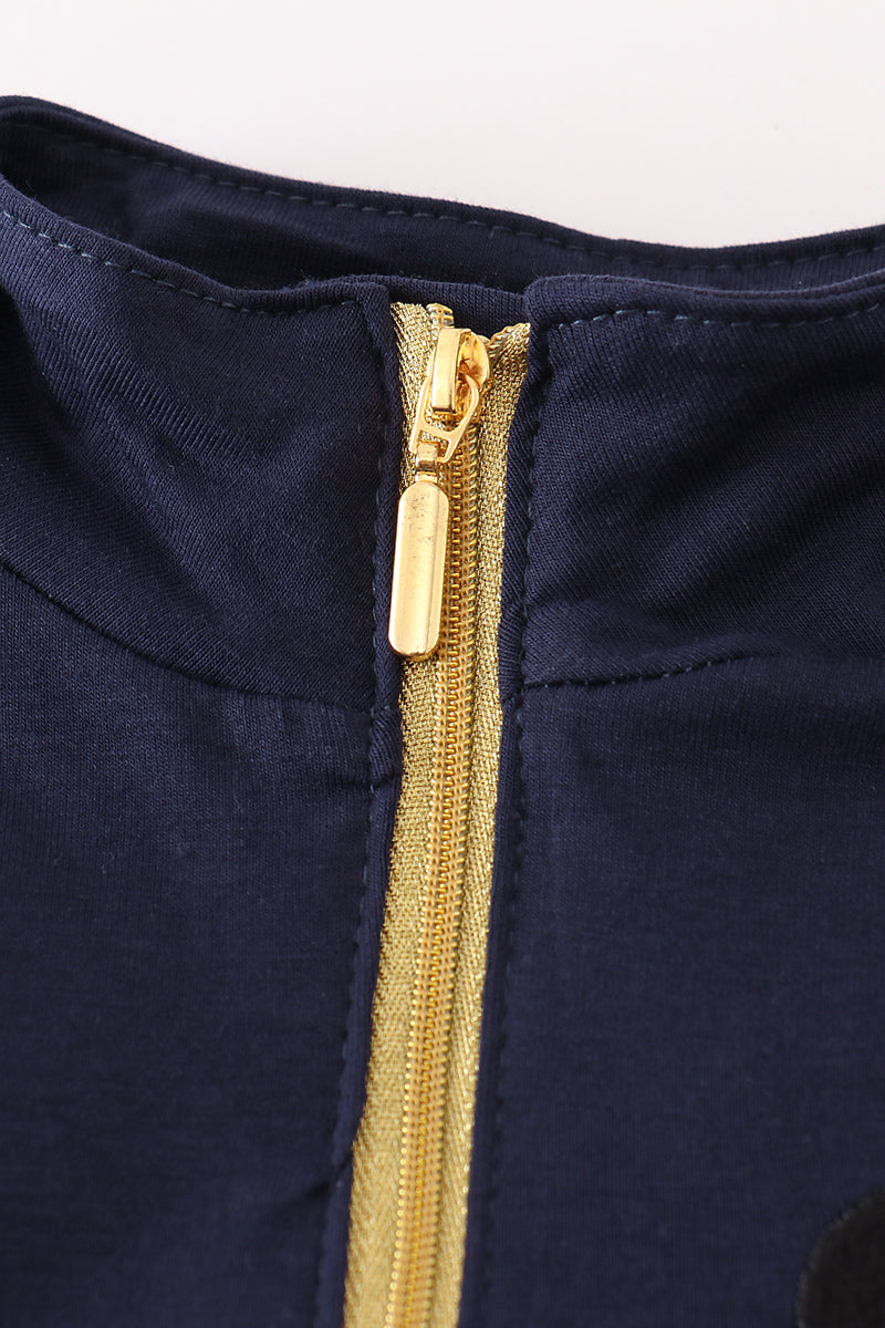 Navy character embroidery zip boy pullover *M*i*c*k*e*y*