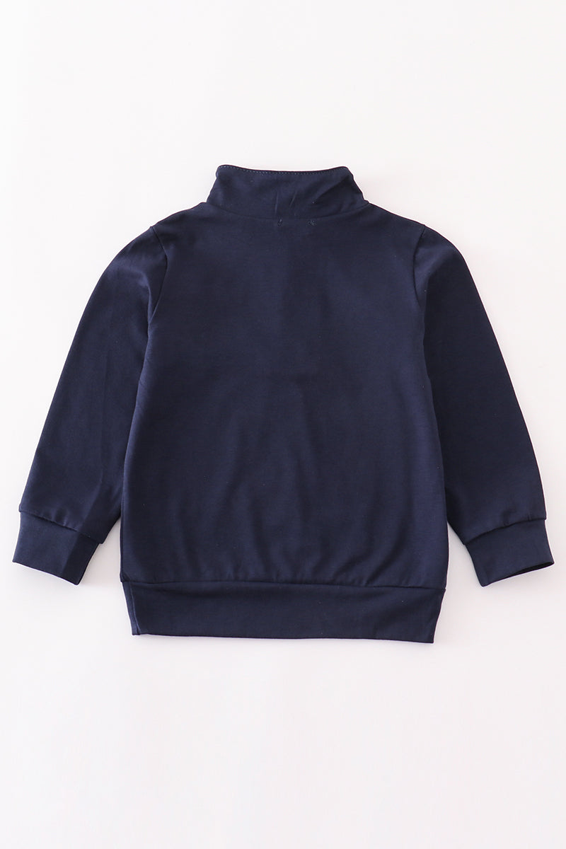 Navy character embroidery zip boy pullover *M*i*c*k*e*y*