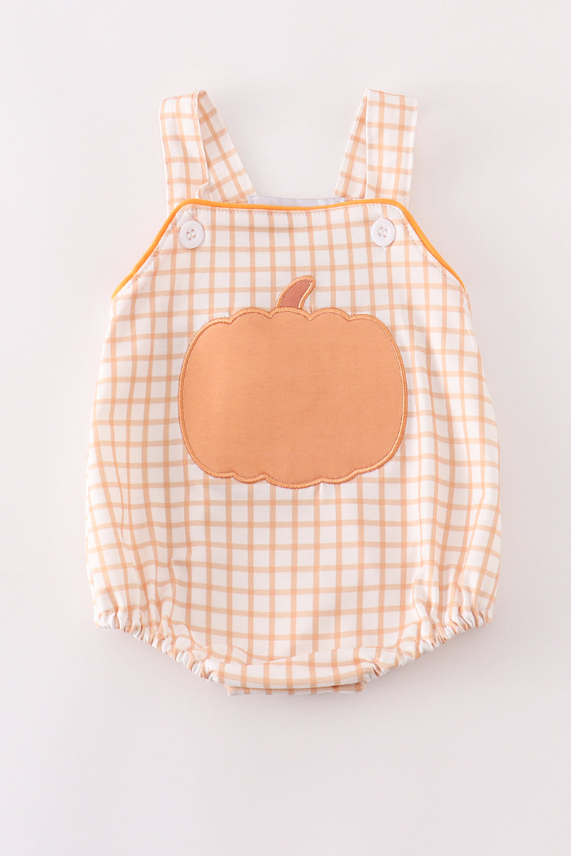 Orange pumpkin applique baby boy bubble