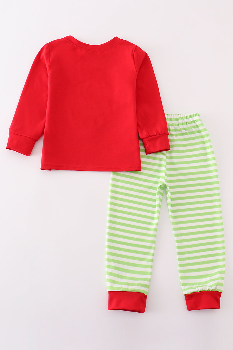 G*r*i*n*c*h* Red christmas applique boy pajamas set