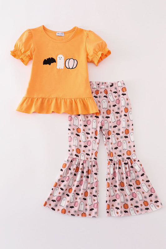 Orange halloween ghost pumpkin girl set