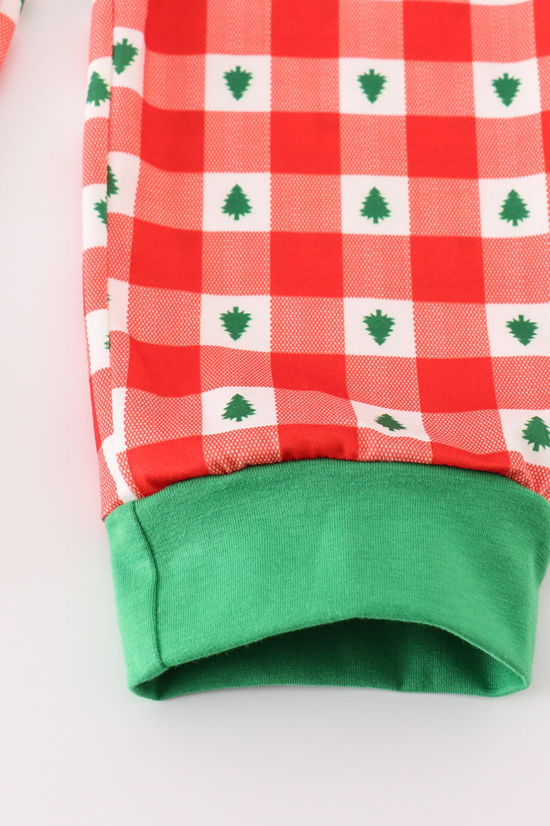 Red christmas tree gingham boy set