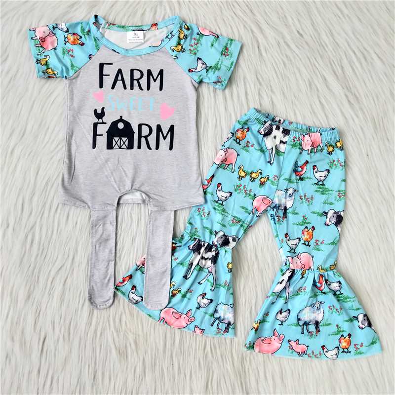 Farm Life Top & Animal Print Bell Bottoms