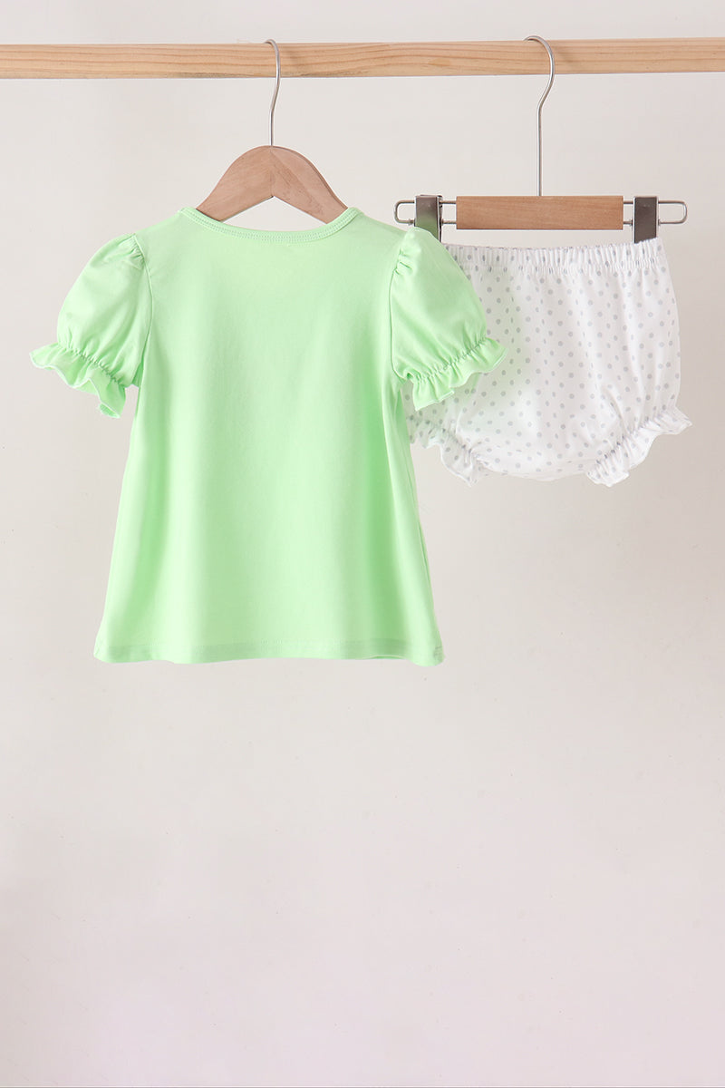 Light green character french knot bloomer set