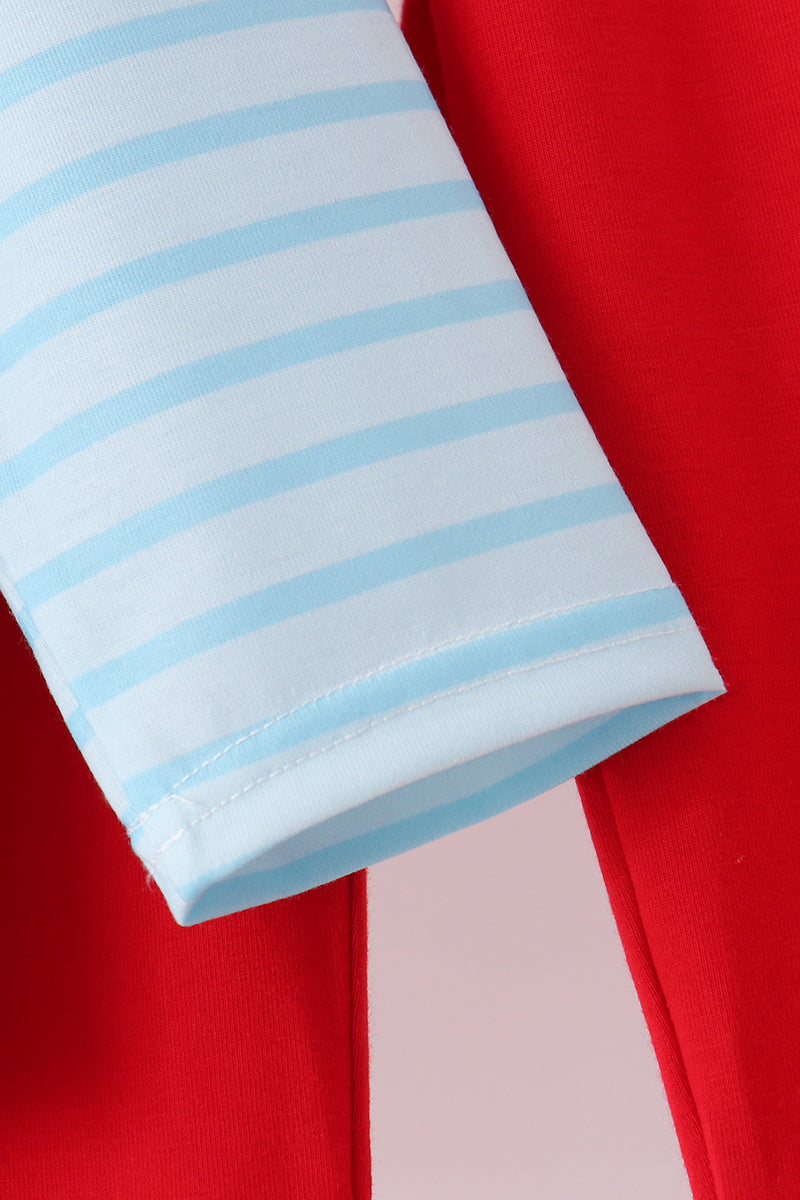 Blue Milk Santa Cookies Stripe Pants Set