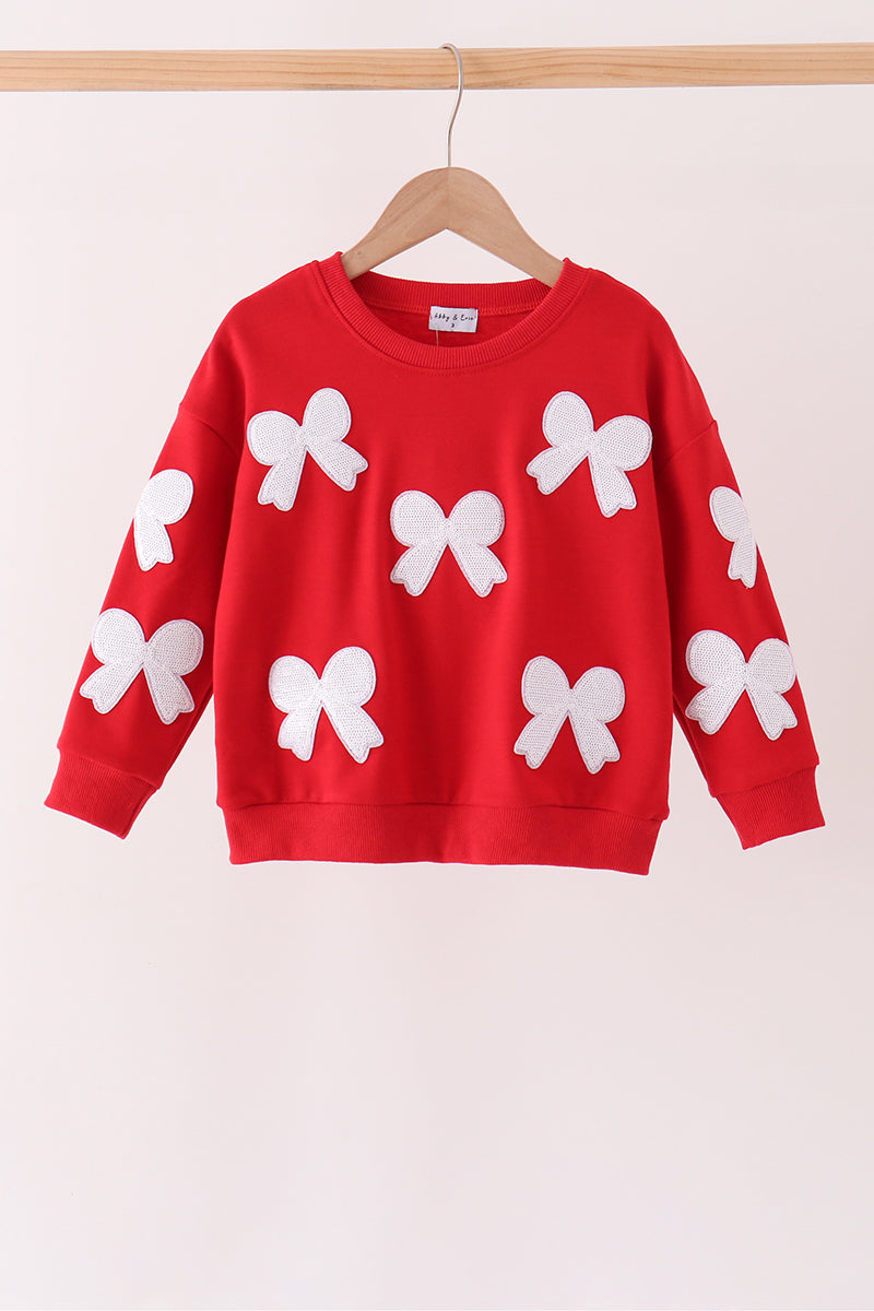 Red bow sequin mom&me top