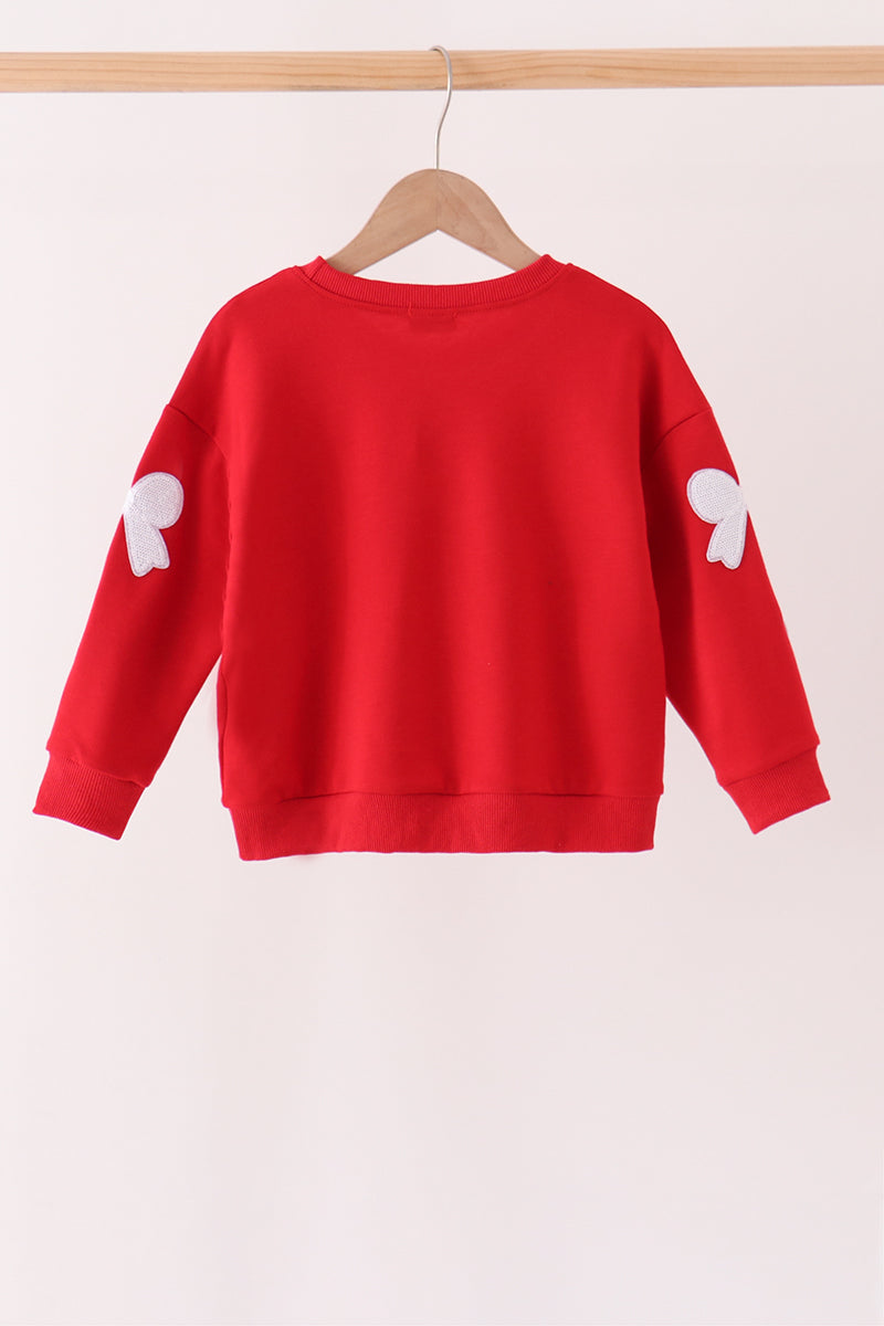 Red bow sequin mom&me top