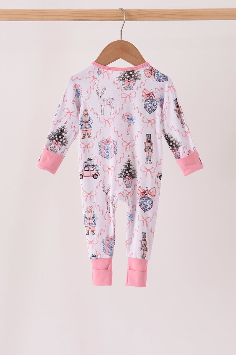 Pink nutcracker bamboo romper