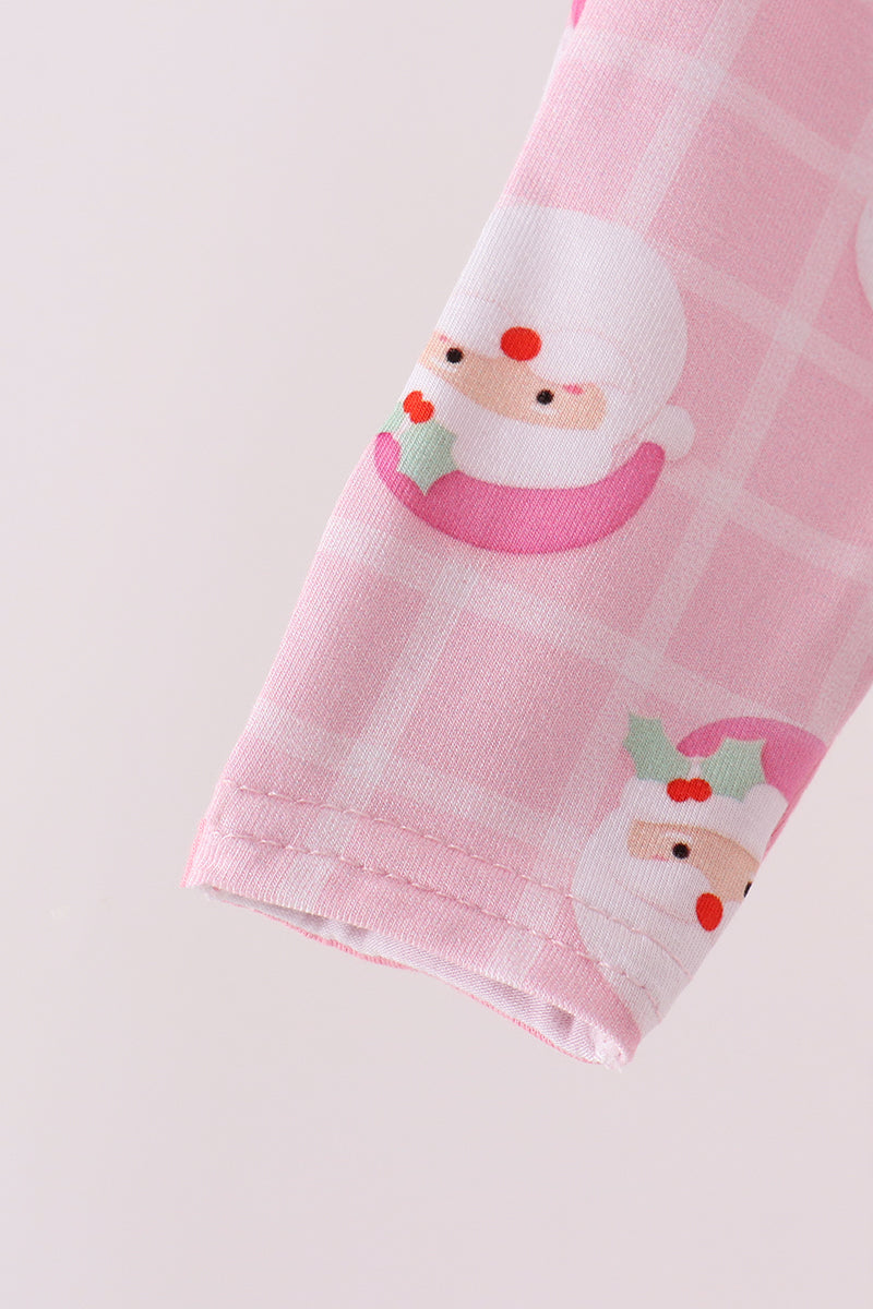 Pink Santa Zip Bamboo Romper